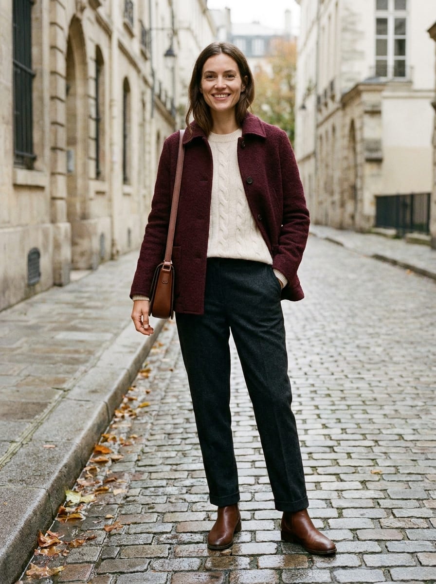 Bordeauxfarbene Übergangsjacke - Herbstjacke Damen 2026